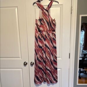 Nordstrom Sleeveless Maxi Dress in pink, Navy & Cream - Crossback Design